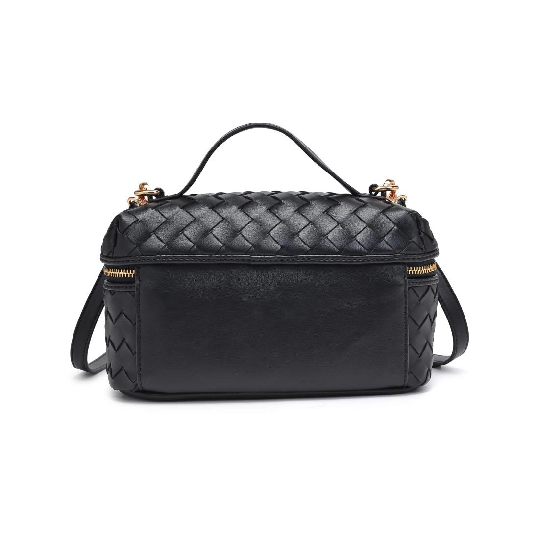 Black Bucket Woven Crossbody Bag