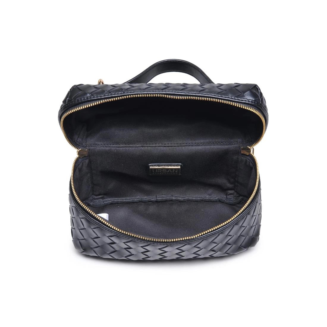 Black Bucket Woven Crossbody Bag