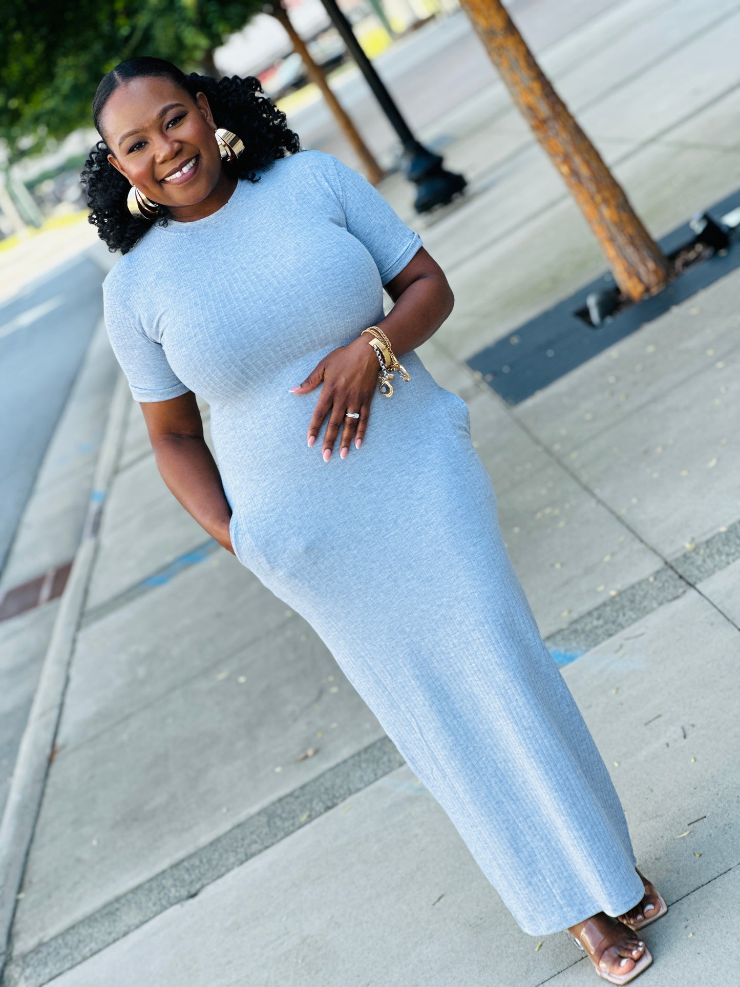 Pocket Maxi Dress (Heather Grey)