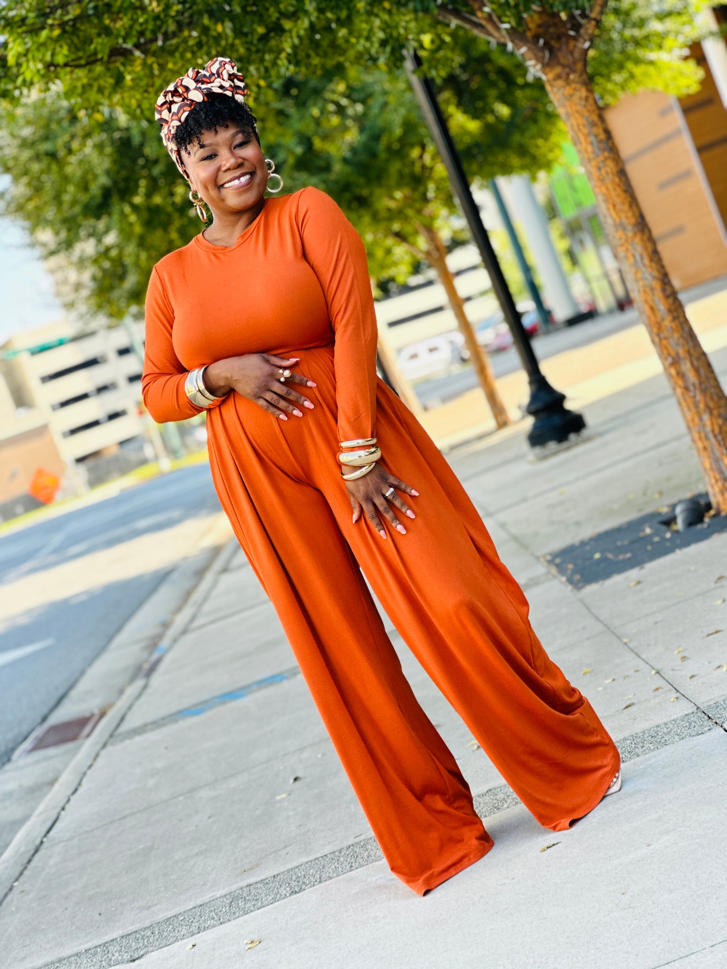 Pleated Pant Set (Burnt Orange)