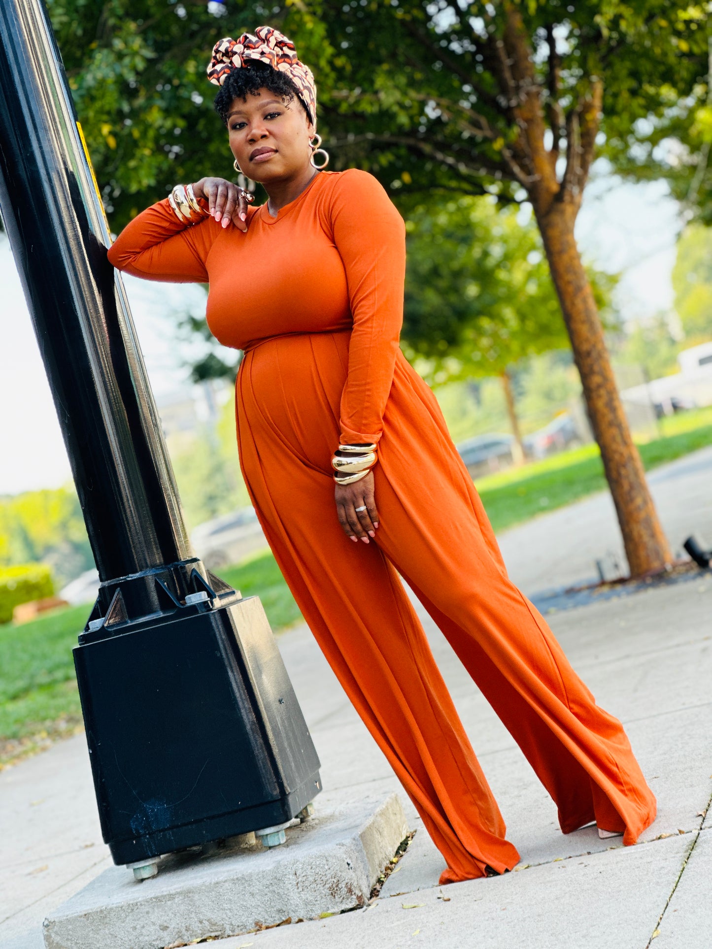 Pleated Pant Set (Burnt Orange)