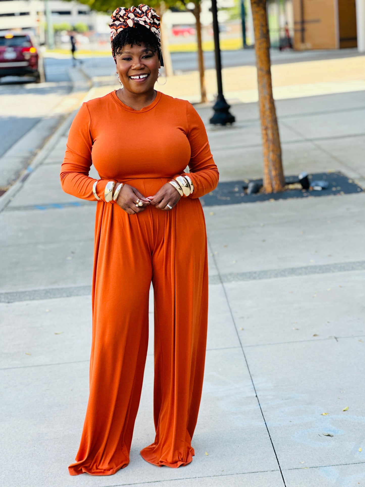 Pleated Pant Set (Burnt Orange)